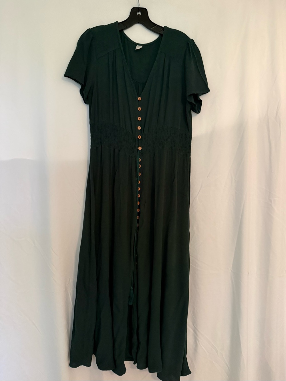 Dark Green Button-Front Women's Maxi Dress